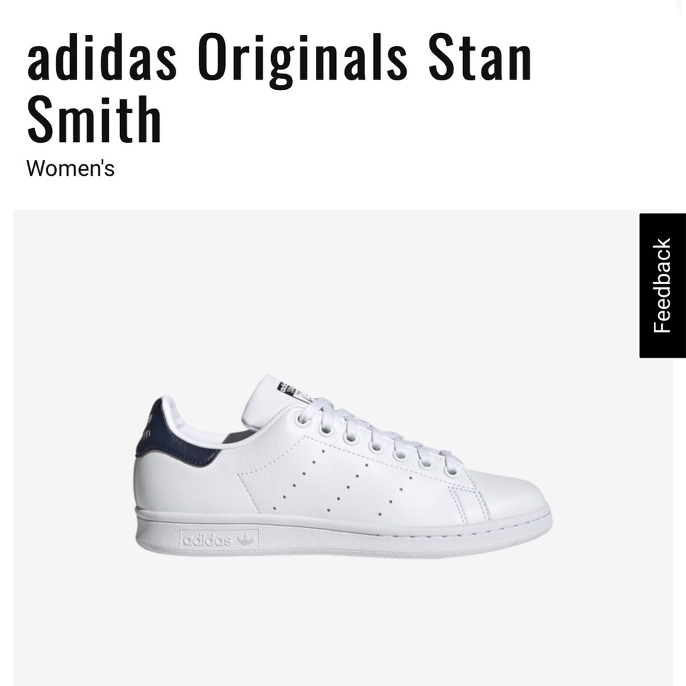 White and navy stan smiths